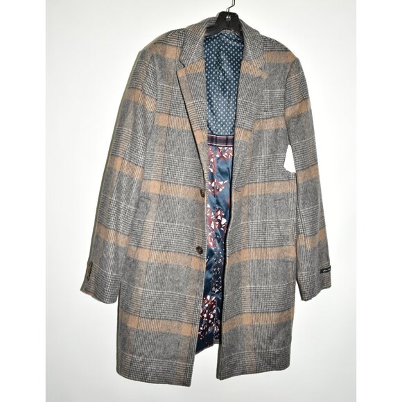 $800 TED BAKER FRAIS CHECKED WOOL BLEND LINED OVERCOAT COAT TB6 44 - Picture 4 of 9